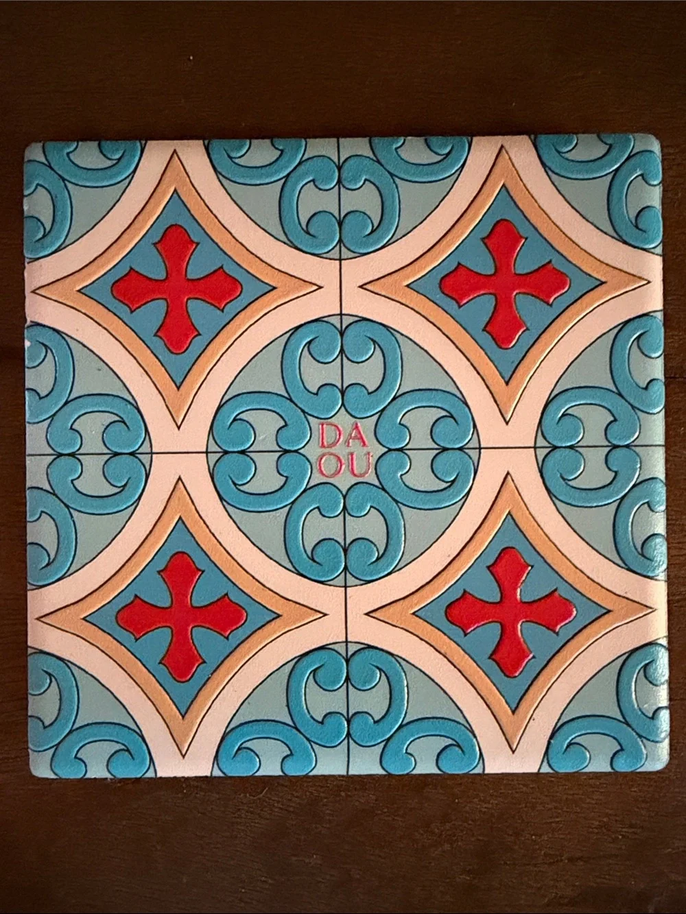 DAOU Vineyards Blue and Red Decorative Ceramic Coasters - Set of 2